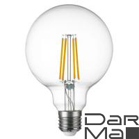 Лампа светодиодная филаментная Lightstar LED Filament E27 8W 4000K груша прозрачная 933104