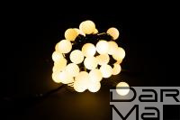Гирлянда LED Шарики Белая теплая 10м ф40мм Чейзинг ПВХ черный провод