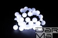 Гирлянда LED Шарики Белая 10м ф40мм Чейзинг ПВХ черный провод