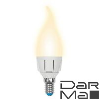 Лампа светодиодная диммируемая Uniel E14 7W 3000K матовая LED-CW37 7W/3000K/E14/FR/DIM PLP01WH UL-00004299