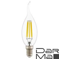 Лампа светодиодная филаментная Lightstar LED Filament E14 6W 3000К свеча на ветру прозрачная 933602