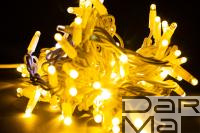 LED Гирлянда-нить (дюраплей) 10 м Белая теплая 100 LED, флэш белый  Каучук б/провода