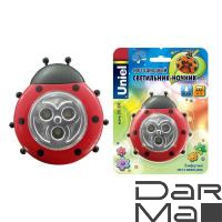 Светодиодный светильник Uniel DTL-354 Божья Коровка/Red/3LED/3AAA 07717