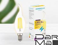 Лампа светодиодная филаментная Ambrella light E14 6W 3000K прозрачная 202214
