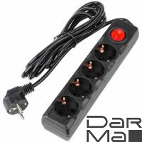 Удлинитель Uniel Ultra 4гн х 3м с/з S-GCU4-3B Black UL-00010023