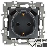 Розетка ЭРА Intro Solo Schuko P+E 16A 250V со шторками 2хUSB графит 12-4109-12 Б0047846
