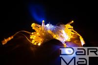 LED Гирлянда-нить (дюраплей) 10 м Желтая 100 LED, флэш белый  Каучук б/провода
