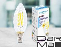 Лампа светодиодная филаментная Ambrella light E14 6W 4200K прозрачная 202124