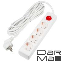 Удлинитель Uniel Ultra 4гн х 5м с/з S-GCU4-5B White UL-00010024