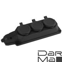 Колодка ЭРА K-3e-B-IP44 каучуковая с заземлением 3 розетки 16A IP44 черная Б0044545