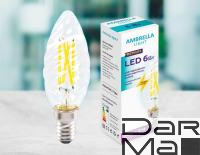 Лампа светодиодная филаментная Ambrella light E14 6W 6400K прозрачная 202126