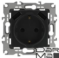 Розетка ЭРА Intro Solo Schuko P+E 16A 250V со шторками 2хUSB антрацит 12-4109-05 Б0047844