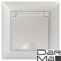 Розетка ЭРА Intro Solo Schuko 2P+E 16A 250V с крышкой перламутровый 4-203-06 Б0053662