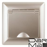 Розетка ЭРА Intro Solo Schuko 2P+E 16A 250V с крышкой шампань 4-203-04 Б0043322