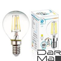 Лампа светодиодная филаментная Ambrella light E14 6W 4200K прозрачная 204215