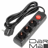 Удлинитель Uniel Ultra 3гн х 3м с/з S-GCU3-3B Black UL-00010017