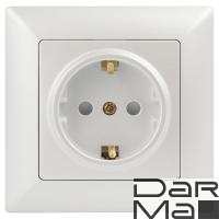 Розетка ЭРА Intro Solo Schuko 2P+E 16A 250V со шторками перламутровый 4-206-06 Б0053686