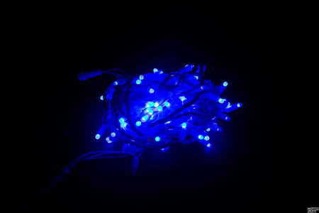 LED Гирлянда-нить (дюраплей) 10 м 7и цветная 100 LED, флэш белый  Каучук б/провода-контроллера