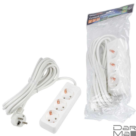 Удлинитель Uniel Ultra 3гн х 5м с/з S-GCU3-5 White UL-00010002