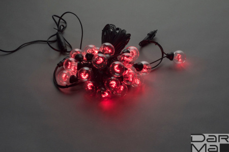 LED-2BLR-40CM-10M-240V-R, Белт-лайт с лампами, красный/черный пр.