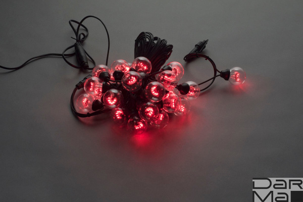 LED-2BLR-40CM-10M-240V-R, Белт-лайт с лампами, красный/черный пр.