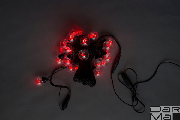 LED-2BLR-40CM-10M-240V-R, Белт-лайт с лампами, красный/черный пр.