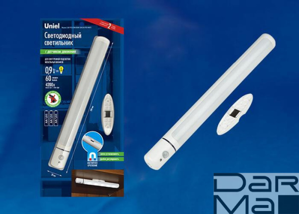 Мебельный светодиодный светильник Uniel ULM-F43-0,9W/4200K Sensor IP20 White UL-00003037