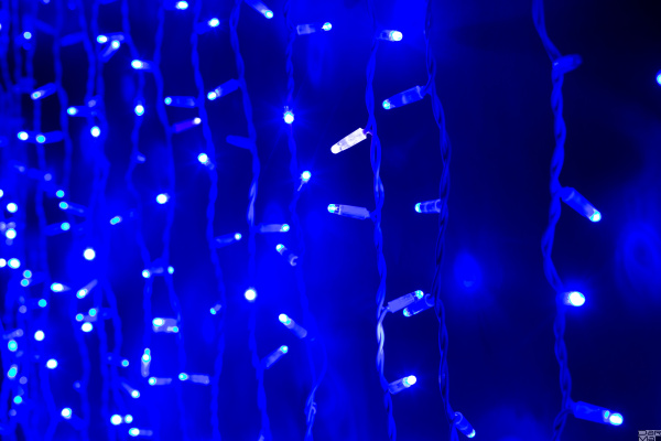 Светодиодная гирлянда ""Занавес"" 2х3 Синий ФЛЭШ белый провод КАУЧУК 760 LED "