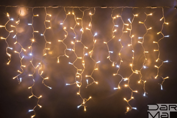 LED-RPL-288-2X1M-240V-WW+W  72 белых Flash прозрачный провод