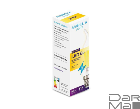 Лампа светодиодная филаментная Ambrella light E14 6W 3000K прозрачная 202214