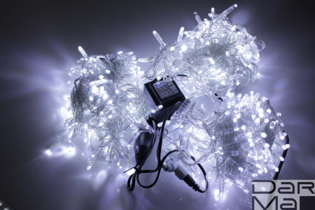LED-PLS-200*3-20M-24V-W/C-F(W) 3 нити, бел/бел F на прозр. пров. 24V/60W С КОЛПАЧКОМ