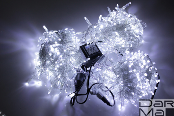 LED-PLS-200*3-20M-24V-W/C-F(W) 3 нити, бел/бел F на прозр. пров. 24V/60W С КОЛПАЧКОМ