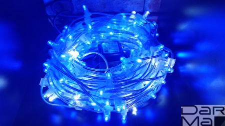 Клип Лайт Синий 666 LED ФЛЕШ шаг 15 см прозр. пров.100 м