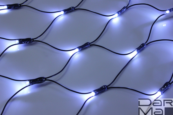 LED-SNL-288-C-2*1,5M-240V-W/BL БЕЛЫЕ LED на чернoм проводе, с контроллером, соединяемая