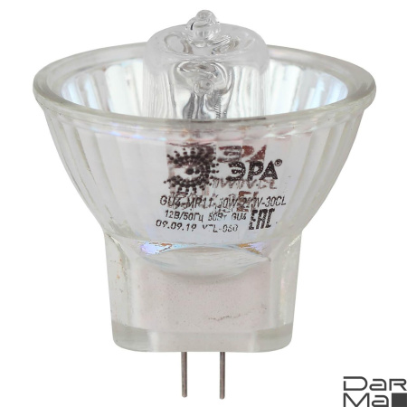 Лампа галогенная ЭРА GU4 50W 3000K прозрачная GU4-MR11-50W-12V-30CL Б0044749