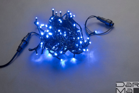 LED-PLS-100-10M-240V-B/BL-W/O, синяя / черный провод, соединяемая (без силового шнура)