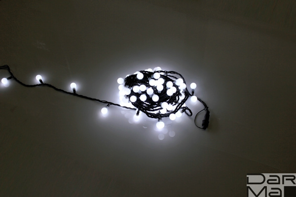 LED-PLR-100-15M-25MM-240V-W/BL -W/O белая/черный провод, соединяемая (без силового шнура) шарик D25