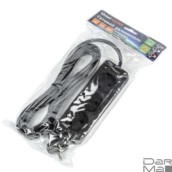 Удлинитель Uniel Ultra 3гн х 3м б/з S-CU3-3 Black UL-00009983
