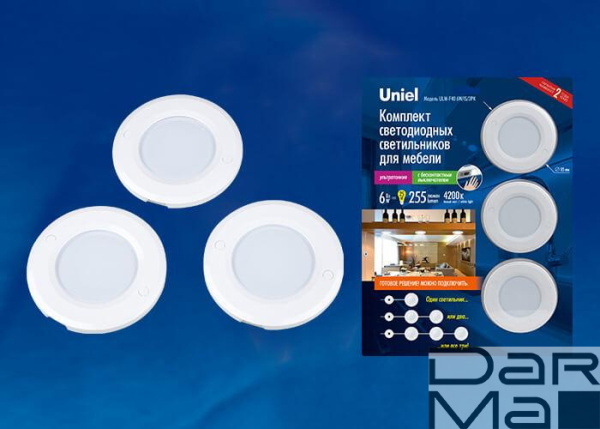 Мебельный светодиодный светильник Uniel ULM-F40-6W/4200K/Dim Sensor IP20 White UL-00002887