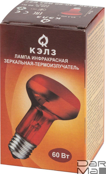 Лампа инфракрасная ЭРА E27 60 Вт для обогрева животных и освещения ИКЗК 230-60 Вт R63 Е27 Б0057281