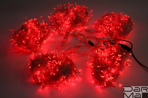 LED-PLS-200*5-20M*5-24V-R/С (20) 5 нит.,красные светодиоды на прозрачном пров. с 230V/24V/60W трансф