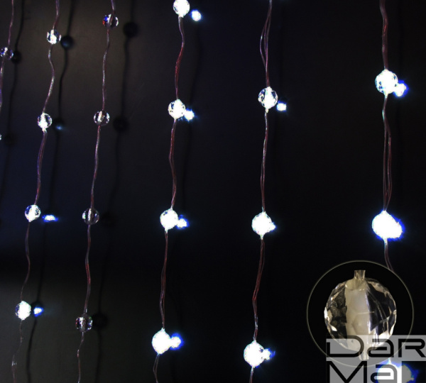 XM-DR-PL0010-4.5 свет. дождь с насадками прозрачные шарики, белые LED