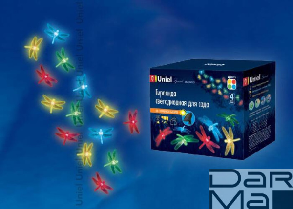 Гирлянда на солнечных батареях 400см разноцветная Uniel Special USL-S-123/PT4000 Dragonflies 05302