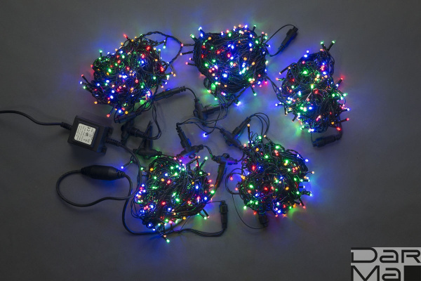 LED-PLS-200*5-20M*5-24V-M/BL (20) 5 нит., мульти на черном проводе с 230V/24V/80W трансф  NEW 2017