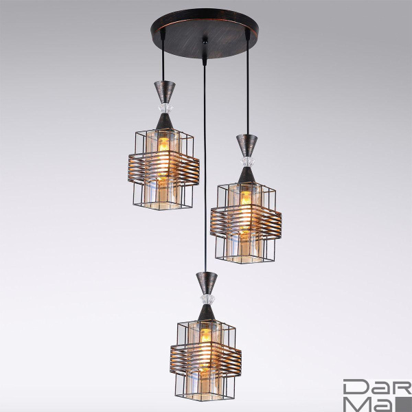 Подвесная люстра Reluce 03128-0.9-03 BK+Patina Gold