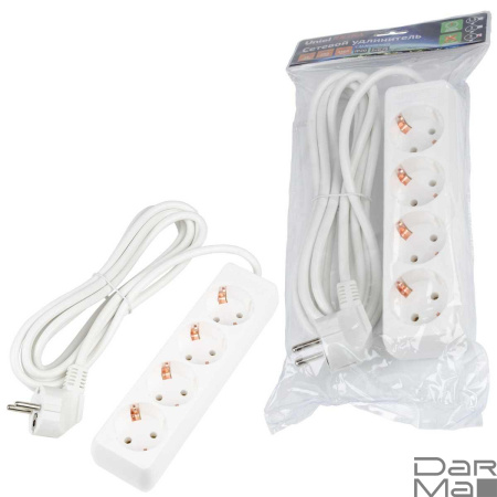 Удлинитель Uniel Ultra 4гн х 3м с/з S-GCU4-3 White UL-00010006