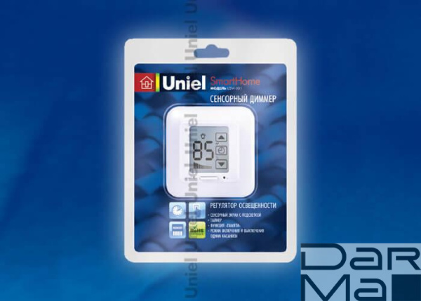 Диммер Uniel USW-001-LCD-DM-40/500W-TM-M-WH 04028