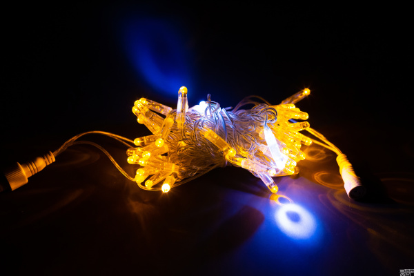 Гирлянда LED 5 м Желтая 50 LED, флэш белый  ПВХ антиморозн б/провода