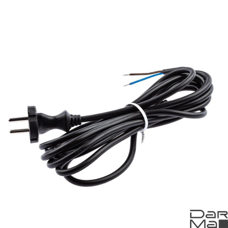 Шнур сетевой с вилкой ЭРА UX-2x0,75-5m-B 5м ПВС 2x0,75мм2 черный Б0048687