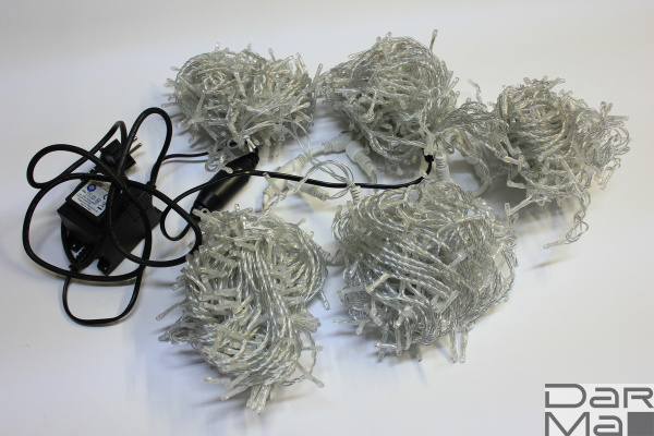 LED-PLS-200*5-20M*5-24V-Y/С (20) 5 нит., желтые светодиоды на прозрачном пров. с 230V/24V/60W трансф